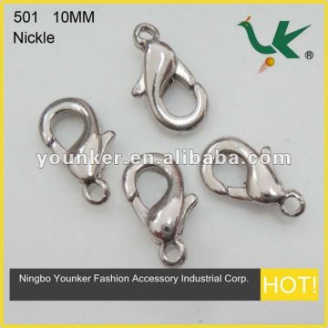 Fashion Jewelry Findings 10mm Nickle Plated Lobster Clasp, Model 501