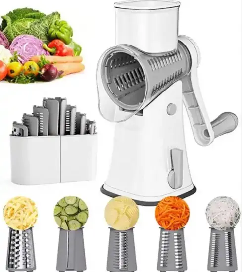 5-in-1 Rotary Cheese Grater and Shredder - Multifunctional Manual Mandoline Slicer