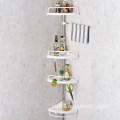 Stainless Steel Tube Bathroom Organizer Floor Stand Shower Caddy with Plastic Shelves