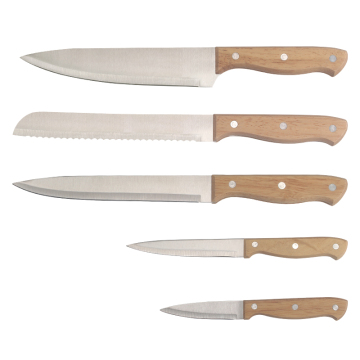 Ensemble de couteaux de cuisine à poignée en bois avec bloc