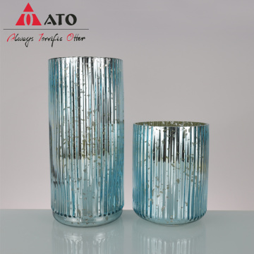ATO blue optional vertical striped glass vase set