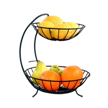 Customizable Powder Coated Iron 2-Tier Round Vegetable Fruit Holder