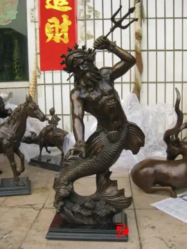 Garden casting merman bronze statue