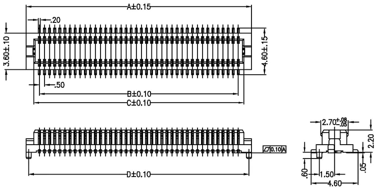 Dual Slot Male H2.2 Board-to-Board Connectors