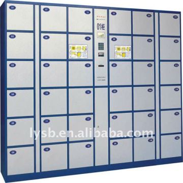 blue metal 36-door public electronic locker