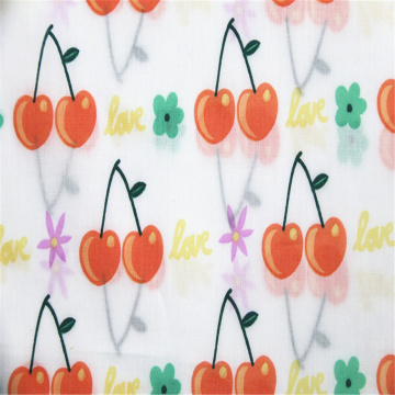 Cotton poplin fabric with cartoon cherry printing