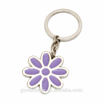 Custom flower shape metal keyring sublimation keychain for gifts