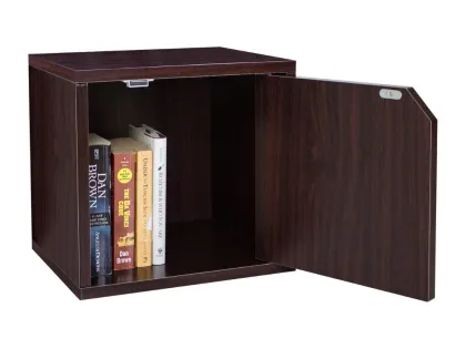 Wood Pattern Single Cardboard BookCase Shelf With Door
