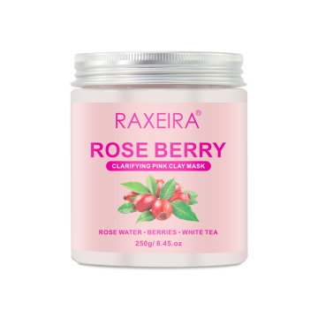 Etichetta privata Pure Rose Berry Maschera di argilla rosa chiaribile