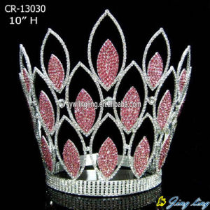 Pageant Crown Pink Rhinestone Full Round Crown CR-13030