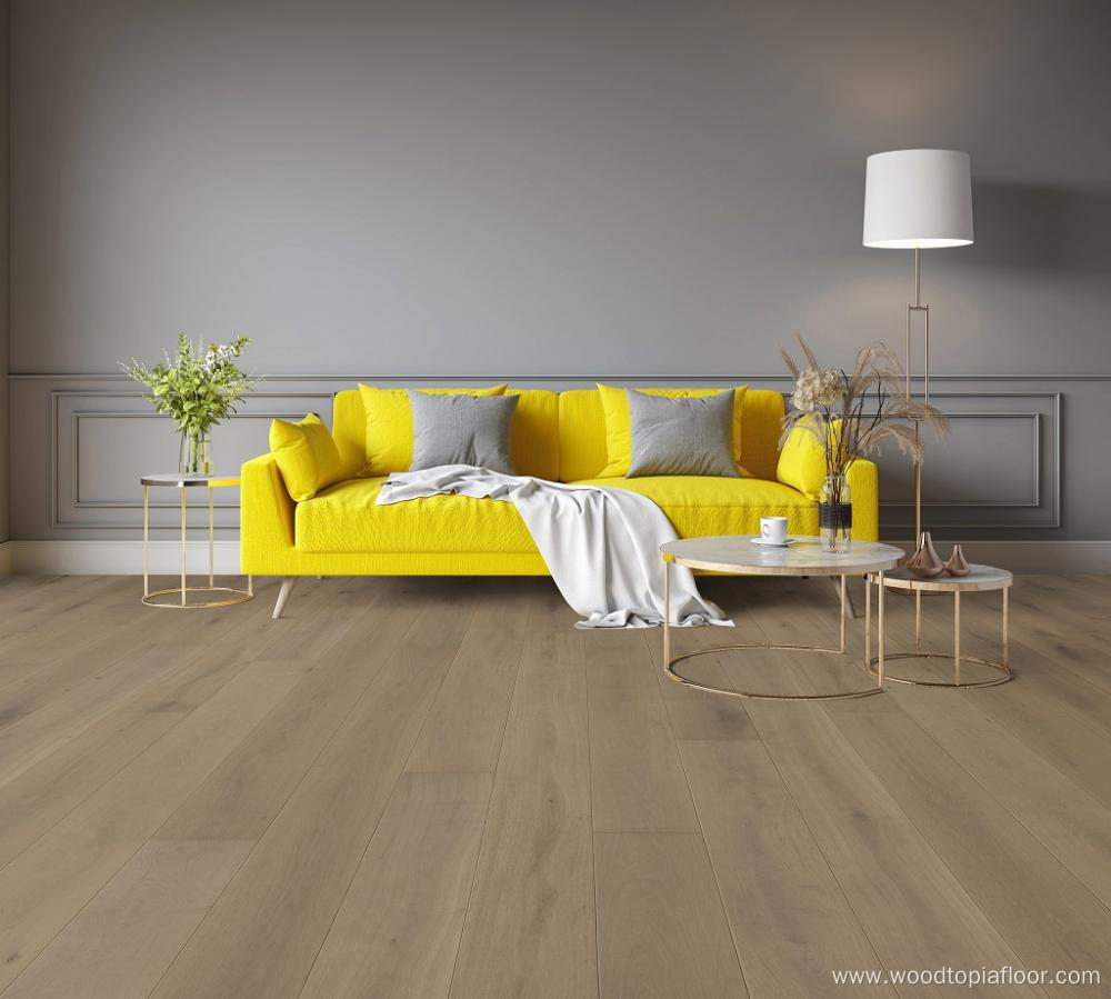 Light brown three-story solid wood flooring