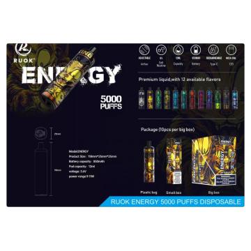 RUOK Energy 5000 Puffs Kit Vape descartável por atacado