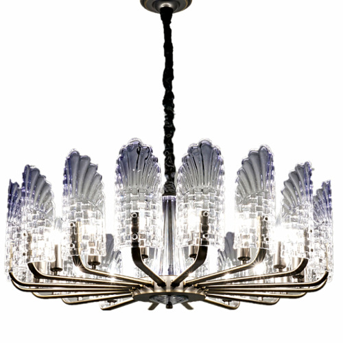 Lustre en fer et cristal en verre LEDER