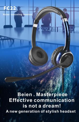 FC22 RJ over-ear headset with microphone for call center game online learning customer service