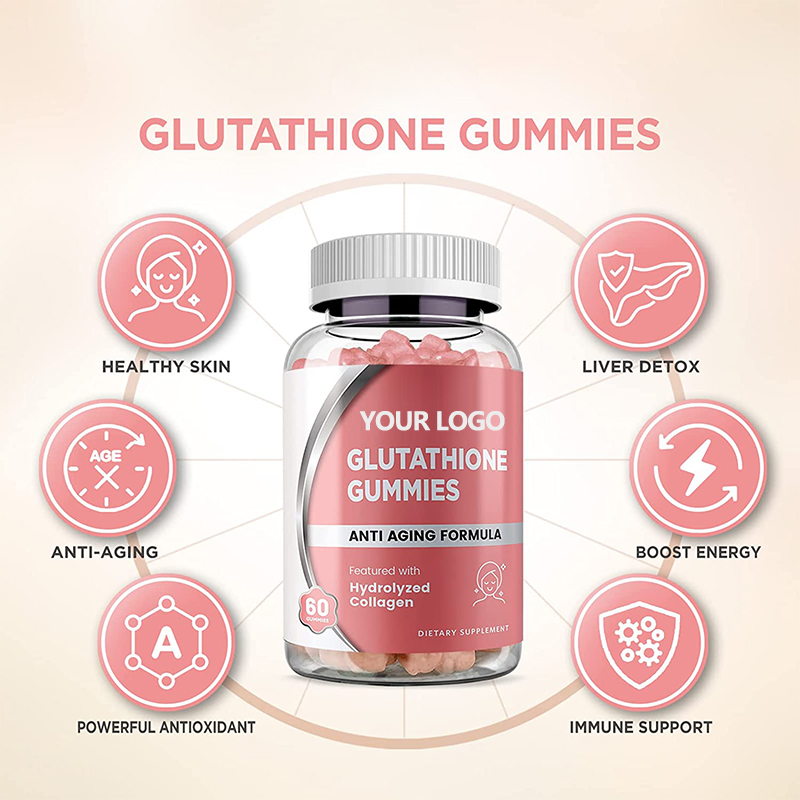 Private Label Skin whitening glutathione gummies for reduce dark spots Collagen peptide glutathione Gummy with Alpha Lipoic Acid