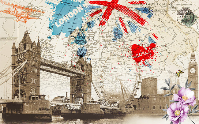 England Style Retro Map of London Building Large Mural Wallpapers for Living Room Bedroom Decor Wall Paper Papel De Parede 3d