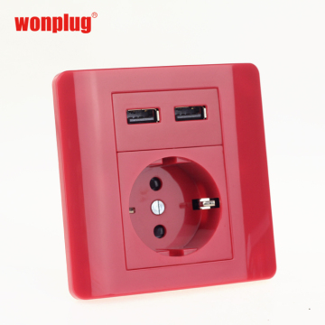 Germany EU Schuko Wall Plug with 2USB Charger - European Electrical Socket Outlet