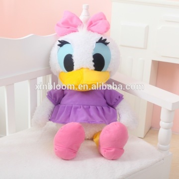 promotional kids' birthday or festival gift cartoon animal style big size duck plush doll toy with bowknot and cloth