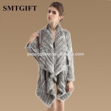 FA08 new women winter coats ladies irregular long braided rabbit fur coats factory wholesale