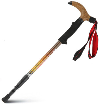 Aluminum Alloy T-Handle Three-Section Hiking Stick for Outdoor Travel