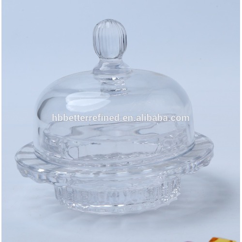 Vintage Crystal Glass Butter Jar