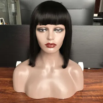 Wholesale cheap fringe bob human hair wig, cuticle aligned wigs human hair curly bob fringe, bob fringe wigs human hair