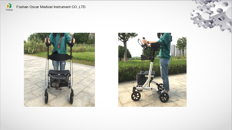 Sta op opvouwbare lange rollende mobiliteit Walking Aid Rollator Walker voor senioren en volwassenen