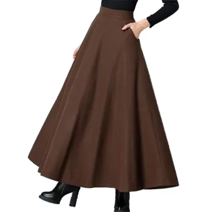Women's Long Maxi Woolen A Line Skirt