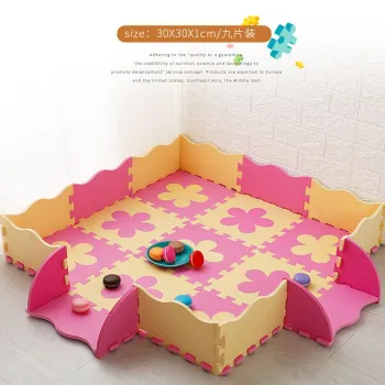 Split Joint Play Mat With Fence For Kids EVA Foam Puzzle Carpet Baby Crawling Mat Gym Soft Floor Game Rugs Random Color