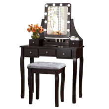 Pine Dressing Makeup Table Vanity Set with Organizer