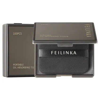 3-in-1 Oil Absorbing Paper with Puff and Mirror for Portable Facial Oil Control