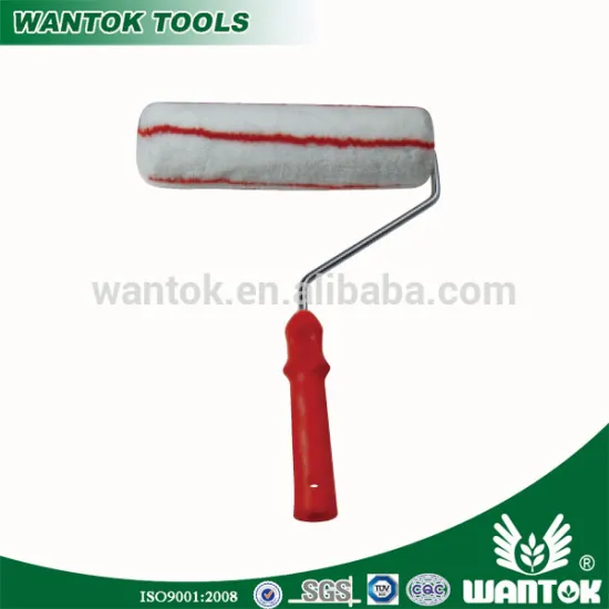 WT0306611 red plastic handle paint roller with single wire frame