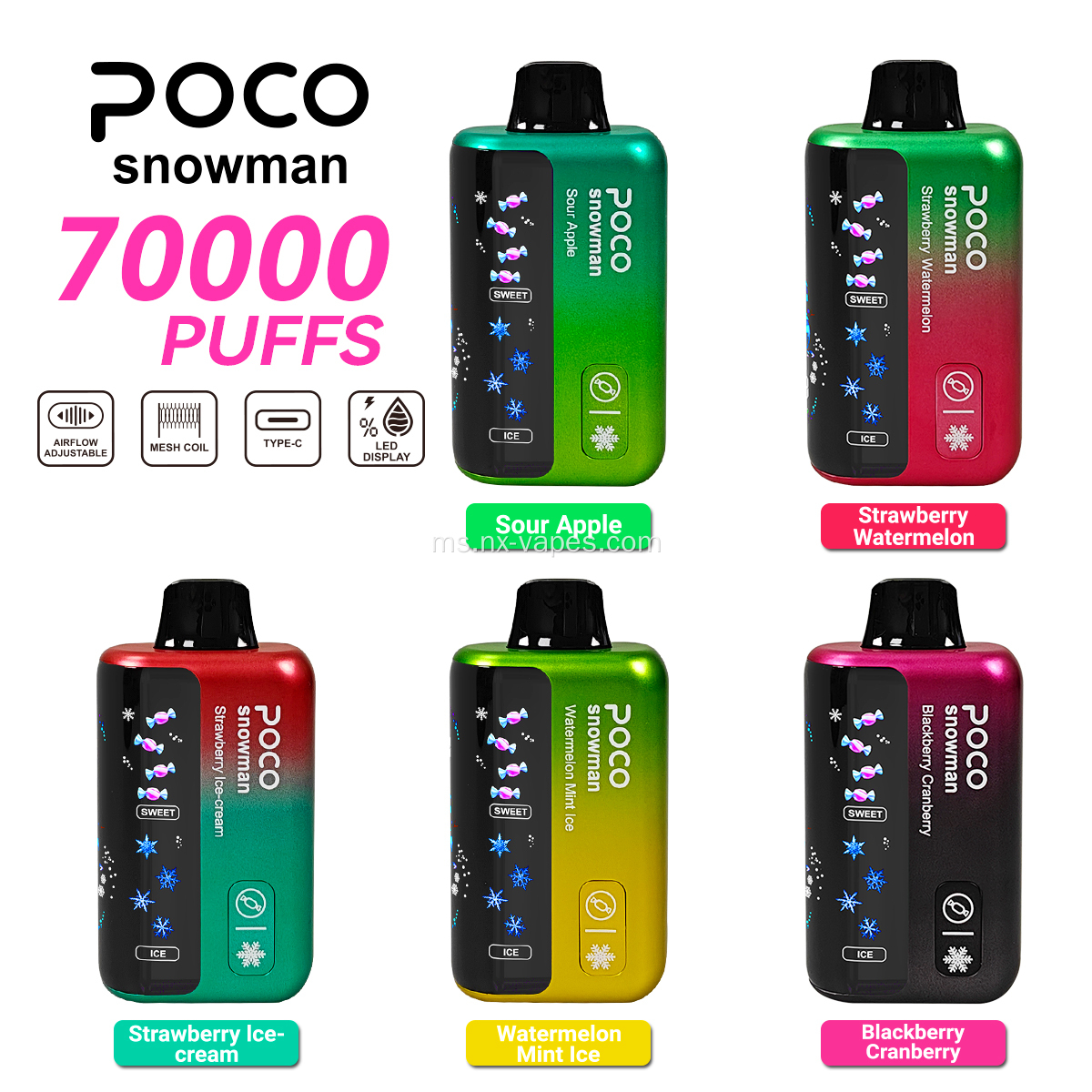 Poco snowman 70k puffs vape asli