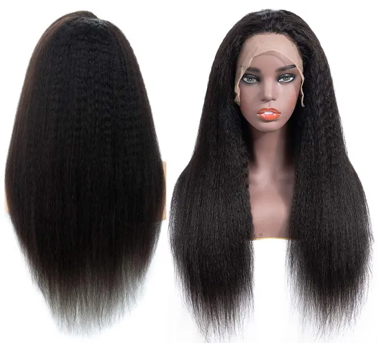 Uniky 150% 180% Density Kinky Straight Human Hair Wigs Lace Front Wigs Kinky Straight 13x6 Lace Frontal Human Hair Wigs