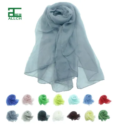 Luxury Custom Korean Long Chiffon Shawl Muslim Hijab Silk Scarf