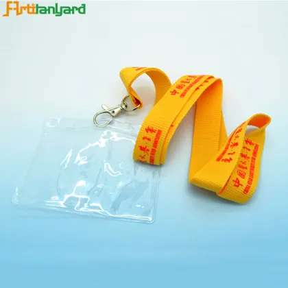 Thin Woven Lanyard with PVC Label