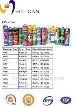 Bottle Made in Tin for Aerosol Spray