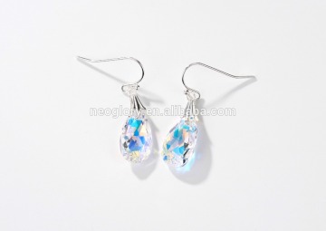 Neoglory Jewelry Dazzling SENSITIVE Crystal Teardrop Earrings Silver Color Plate Made With Swarovski Elements