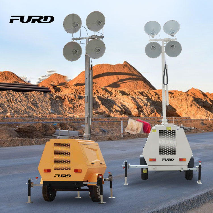 Long lifetime 9m trailer type outdoor generator light tower