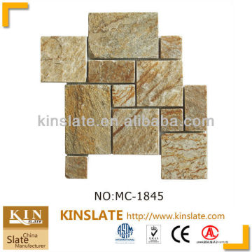 Kinslate beige quartzite patio pack flagmat stone mosaic tile