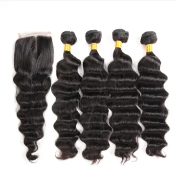 Factory Wholesale Cuticle Aligned Peruvian Loose Deep Wave Virgin Hair Bundles With Closure Cheap Hair Bundles
