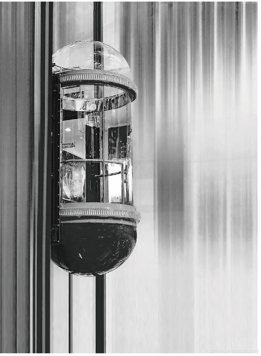 Ascenseur panoramique semi-circulaire MRL 1000kg