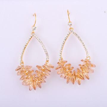fashion gold plated hook earring with swarovski crystal and stone
