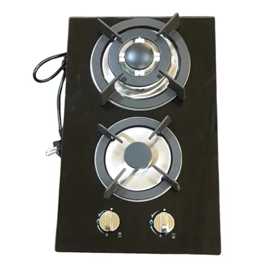 Black Tempered Glass Two Burner Built-in Gas Stove