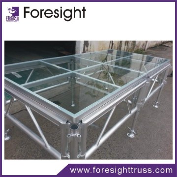 Beautiful portable outdoor tempered glass wedding decorated stage for sale