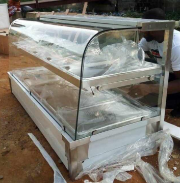 2-Layer Food Warmer Showcase with Curved Glass and Back Sliding Door - BMS-5A-5pans