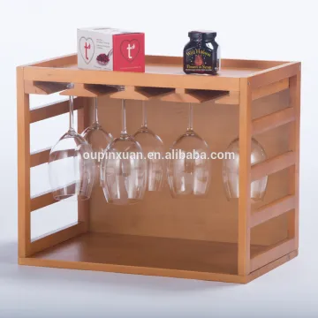 Natural Bamboo Wine Bottle and Glass Holder Kitchen Stemware Display Storage Wine Glass Rack