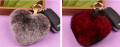 Bont tas echt Rex konijn Heart Shape Fur Ball sleutelhanger