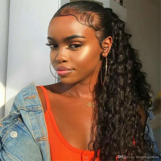 Beauty Youth Cuticle Aligned Virgin Human Hair Ponytail natural color afro kinky curly pony tail water wave hair extension
