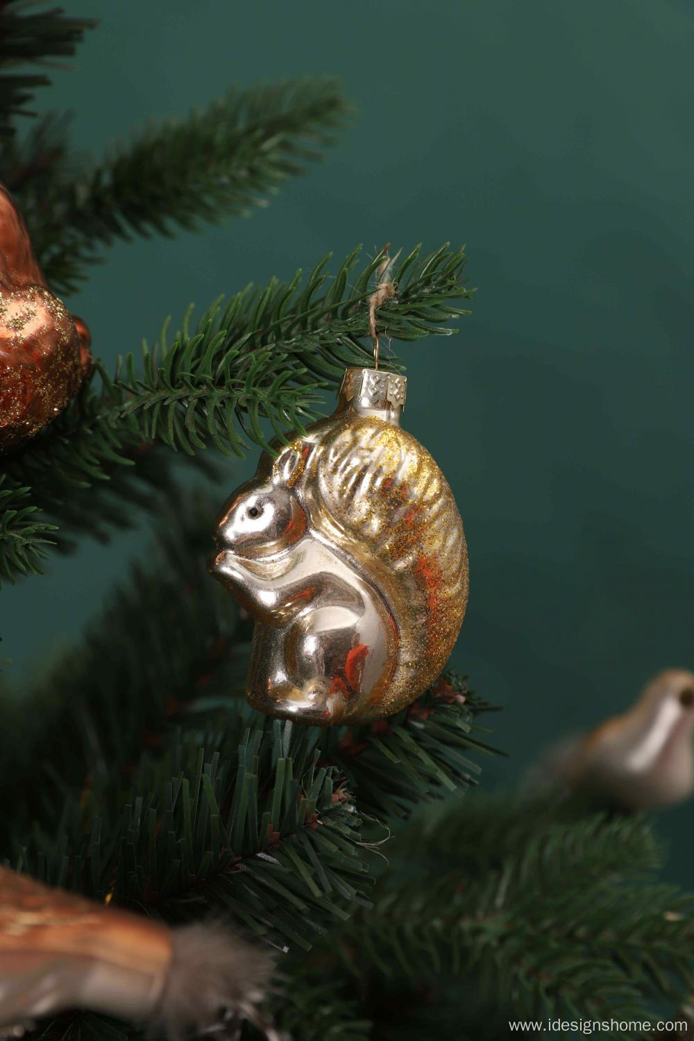 Autumn Glass Squirrel Hanging Decoration